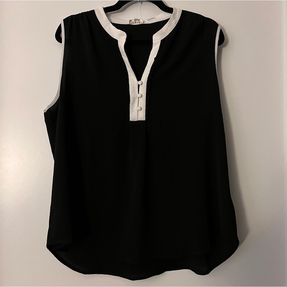 NWT~Spense~Blouse~Size XL-Sleeveless~Black with White Trim - Picture 6 of 12